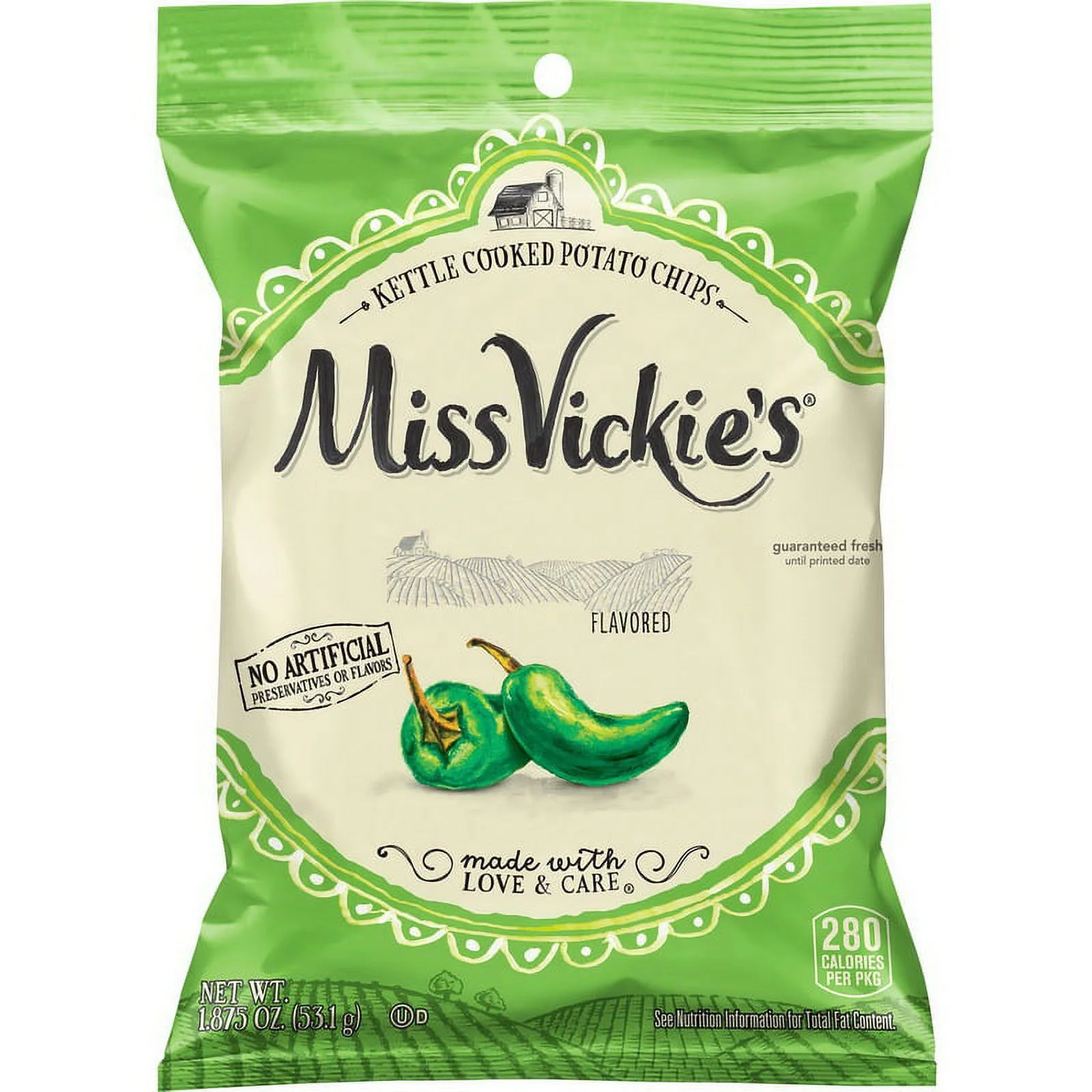 Miss Vickie's 00028400363310 Miss Vickie's Jalapeno Kettle Cooked Potato Chips 1.875oz 24Ct Xvl Peg(Price/Case)
