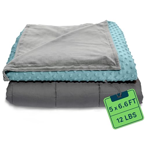 Quility Weighted Blanket for Adults - 15 LB Twin Size Heavy Blanket for Cooling & Heating - 100% Cotton Big Blanket w/ Glass Beads, Machine Washable Blankets - 48