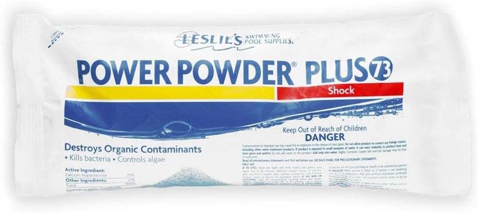 Leslie's Power Powder Plus - 73% Granular Calcium Hypochlorite (Cal-Hypo) Swimming Pool Shock Sanitizer - 1 Pound