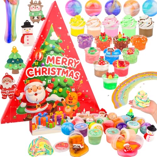 Christmas Slime Advent Calendar, includs 20 Slimes & Xmas Charms, DIY Slime Toys for Kids, Stocking Stuffers & Party Favors, Slime Kit Xmas Gifts for Classroom Rewards,Ages 3+