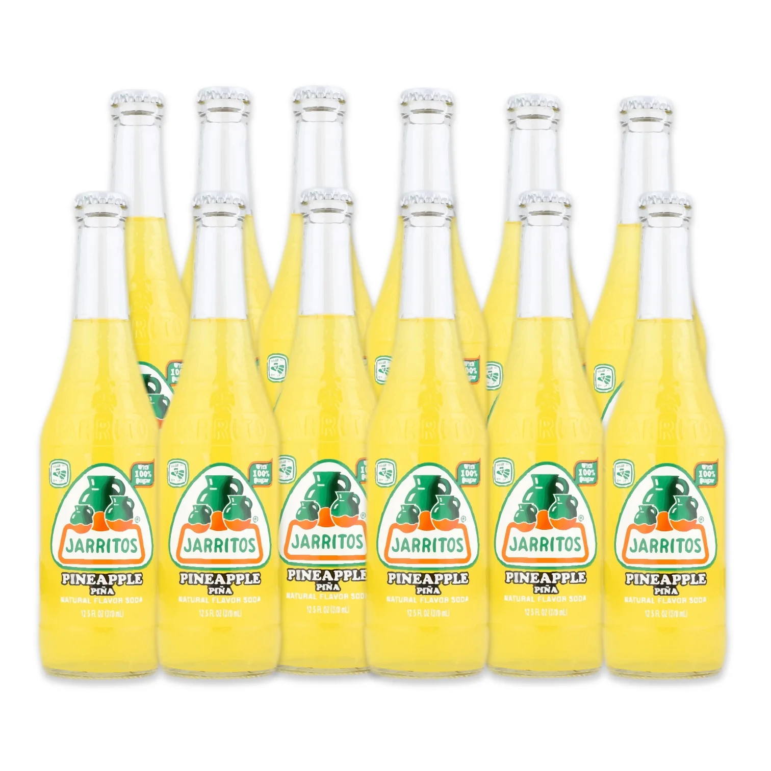 Jarritos Pineapple Natural Flavor Soda With Real Sugar 12/12.5 fl. oz. Glass Bottles (12-Pack)