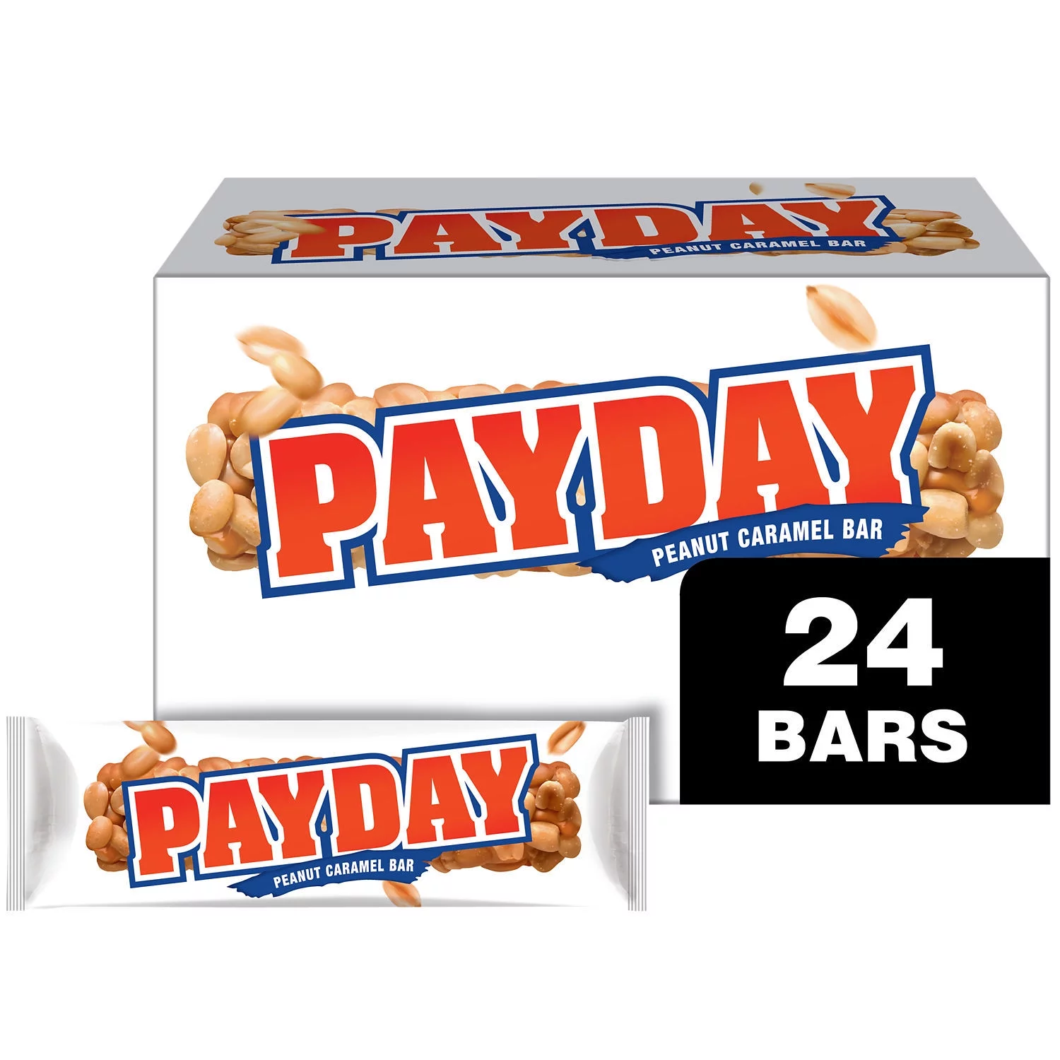 Payday Peanut Caramel Candy, Bars 1.85 oz, 24 Count