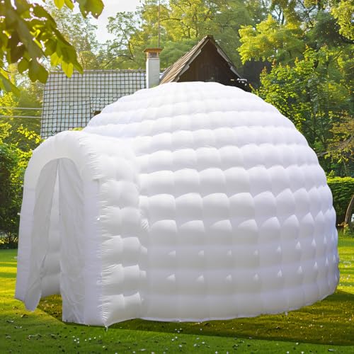 Inflatable Igloo Dome Event Tent (14x14x9FT) Dome with Air Blower and Light,Inflatable Party Tent for Wedding Party Exhibition Event Prom Birthday Advertising Bars