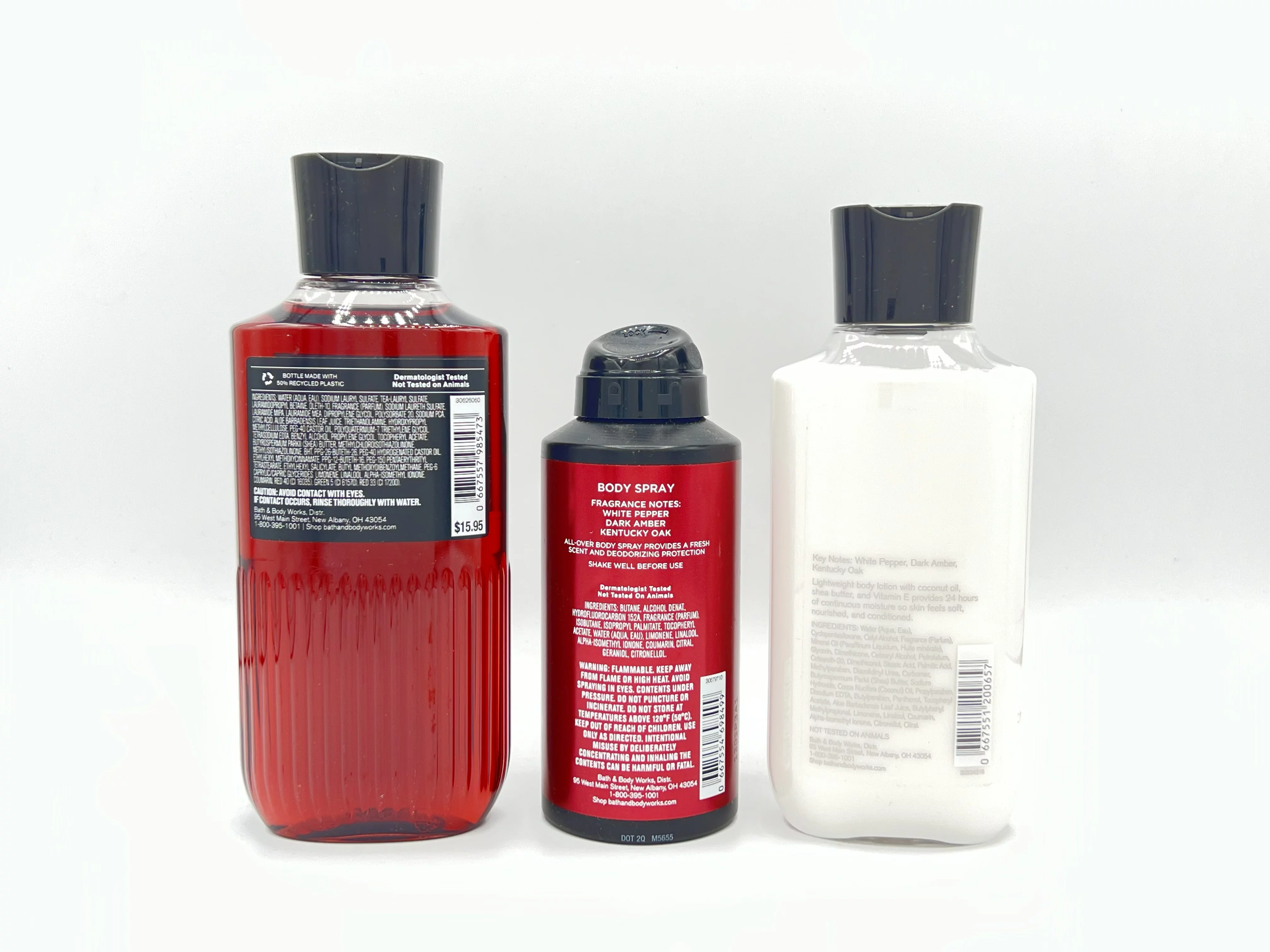 Bath and Body Works Bourbon Men's Collection 8oz Body Lotion, 3.7oz Body Spray and 10oz Body Wash 3-Piece Bundle