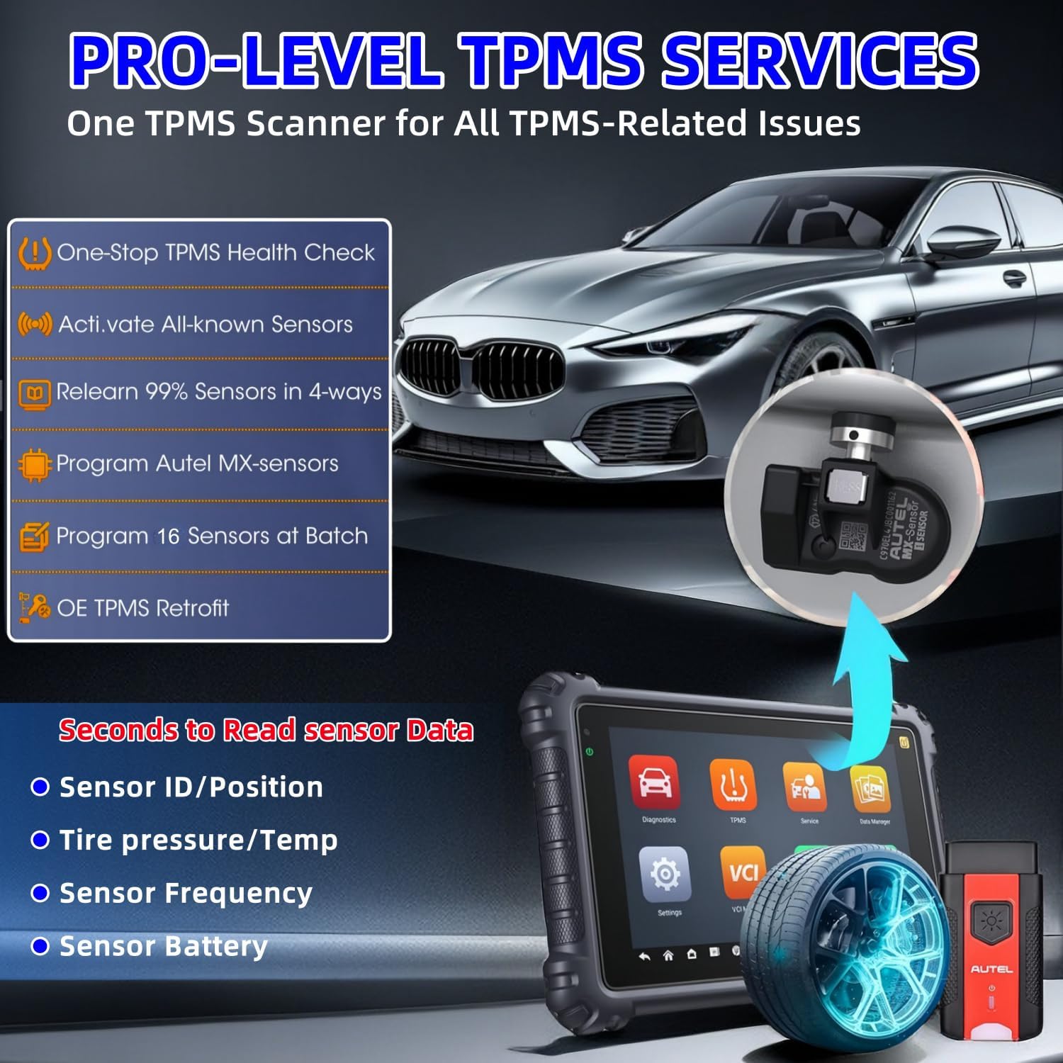 Autel Scanner MaxiSys MS906 Pro-TS 2024 Top TPMS Programming Tool, Up of MS906 Pro MS906TS MS906BT MK908 MK900 MX900, All System Diagnostic/ECU Coding/ 36+ Service/Bidirectional Control/CANFD&DOIP