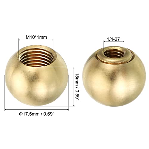 PATIKIL 25mm Brass Ball Lamp Finials Caps Knob, 2 Set Lamp Shade Decoration Screw Cap Nuts for Furniture Lighting