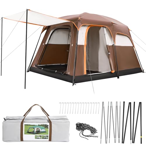 Camping Tent 6 Person Waterproof Windproof Pop-Up Family Tent with Top Rainfly, Mesh Windows, Double Layer, Carry Bag, Tents for Camping, Hiking, Sleepovers