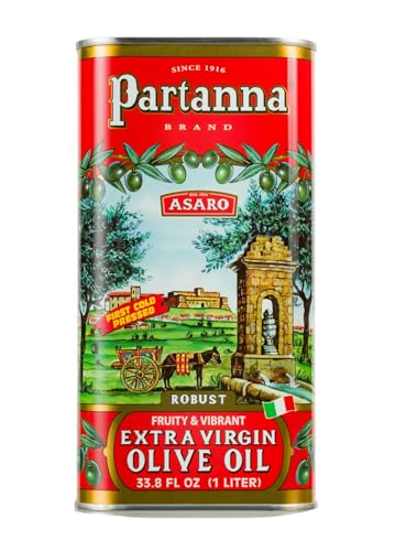 Partanna Robust Extra Virgin Olive Oil - Premium Castelvetrano Oil - Harvested in Sicily - Pure Authentic Italian - Monovarietal - Rich in Flavor - First Cold Pressed - 101 oz (3 liter) Tin