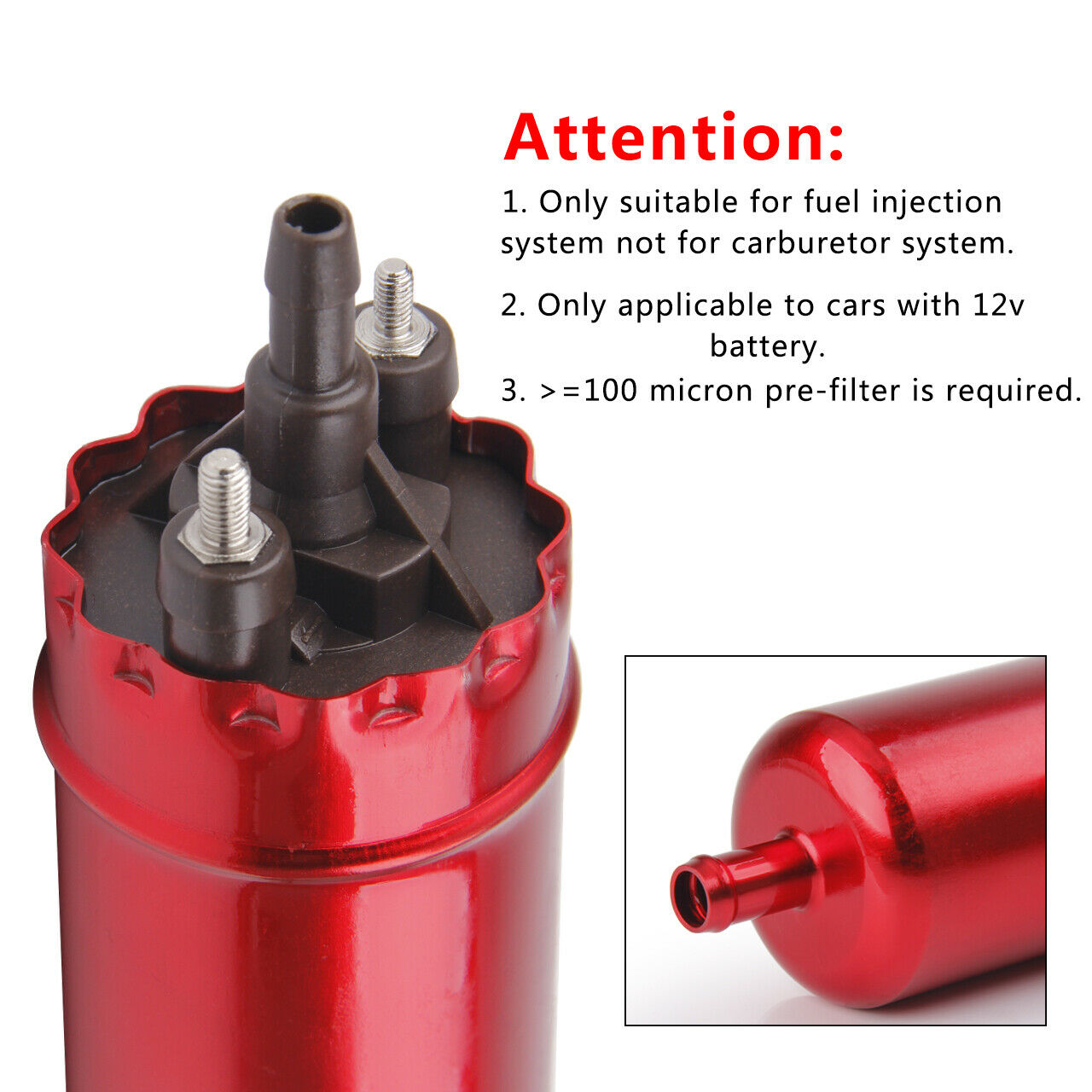 Universal 12V Electric High Pressure Fuel Pump EFI 0580464070, Red