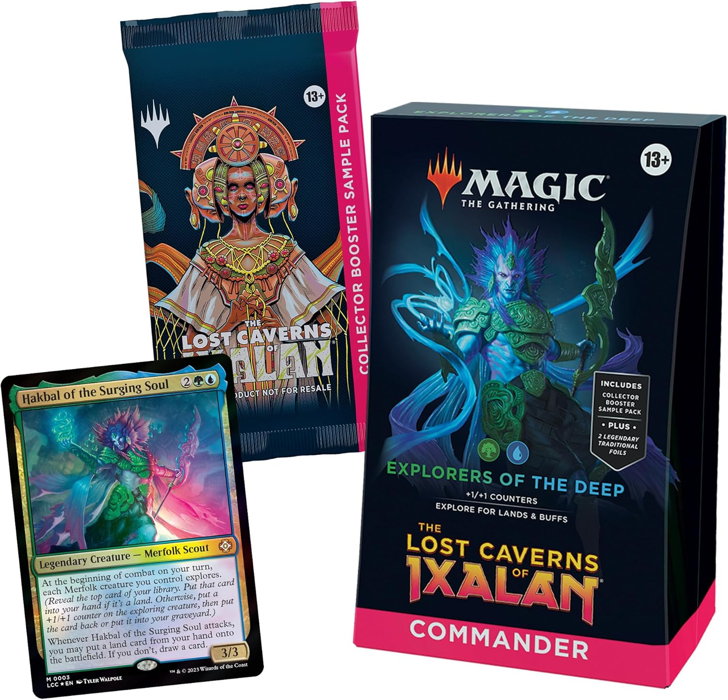 Magic: The Gathering The Lost Caverns of Ixalan Commander Deck - Explorers of The Deep (100-Card Deck, 2-Card Collector Booster Sample Pack + Accessories)