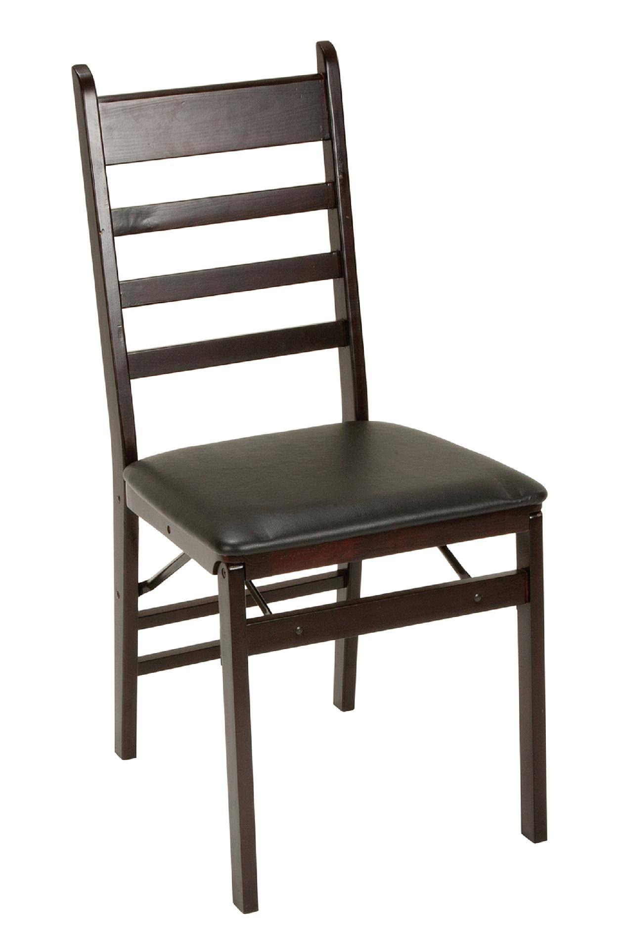 Cosco Wood Ladder Back Folding Chair, Black/Brown