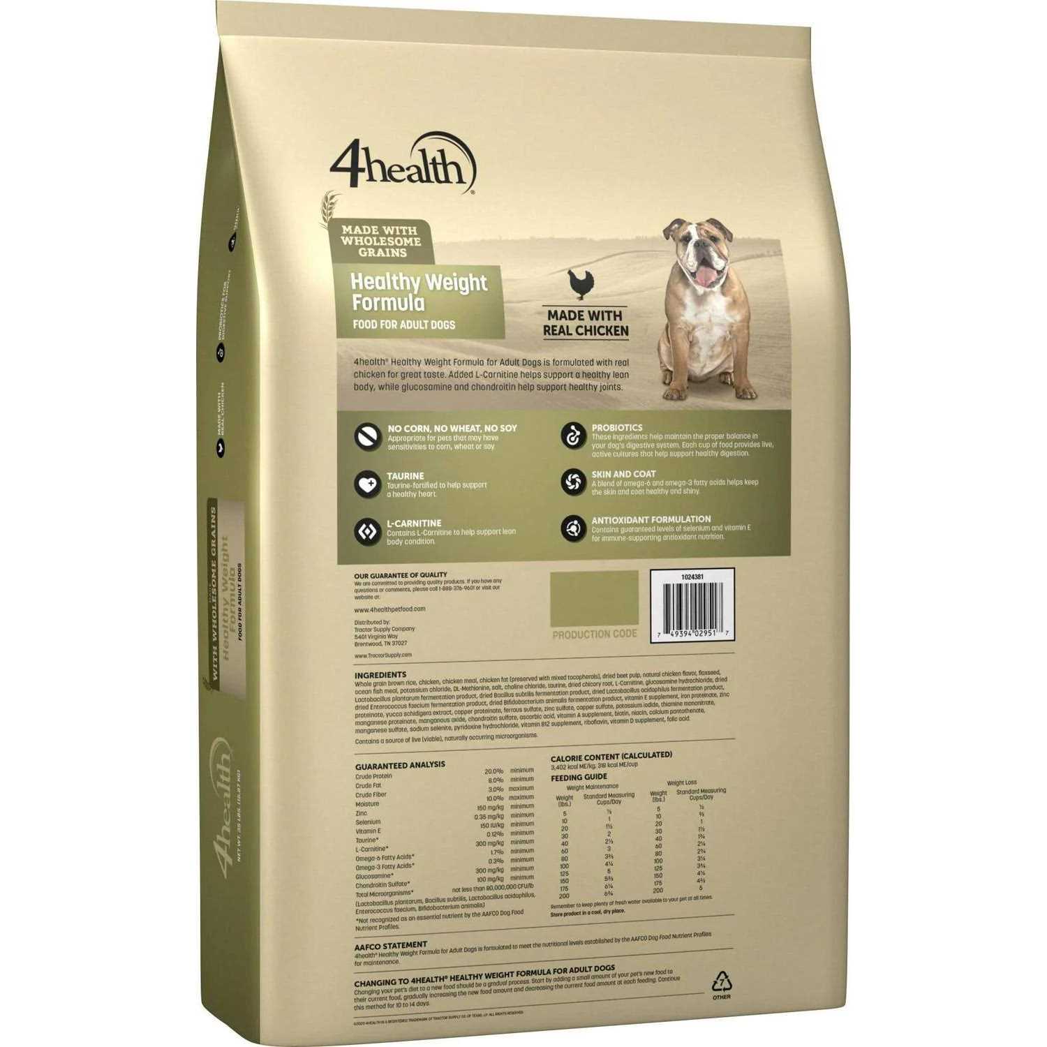 4health with Wholesome Grains Adult Healthy Weight Chicken Formula Dry Dog Food 1024381 - Pet Supplies online store
