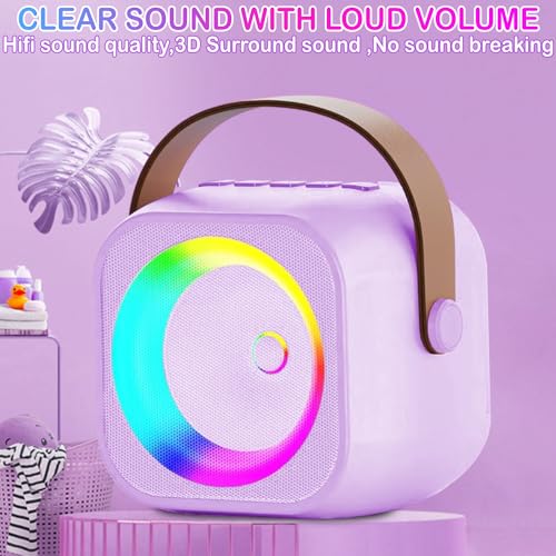 Mini Karaoke Machine for Kids Age 3, 4, 5,6, 7+ Bluetooth Speaker with 2 Wireless Microphone & LED Lights, Christmas Birthday Gifts for Girls Boys Kids Adults