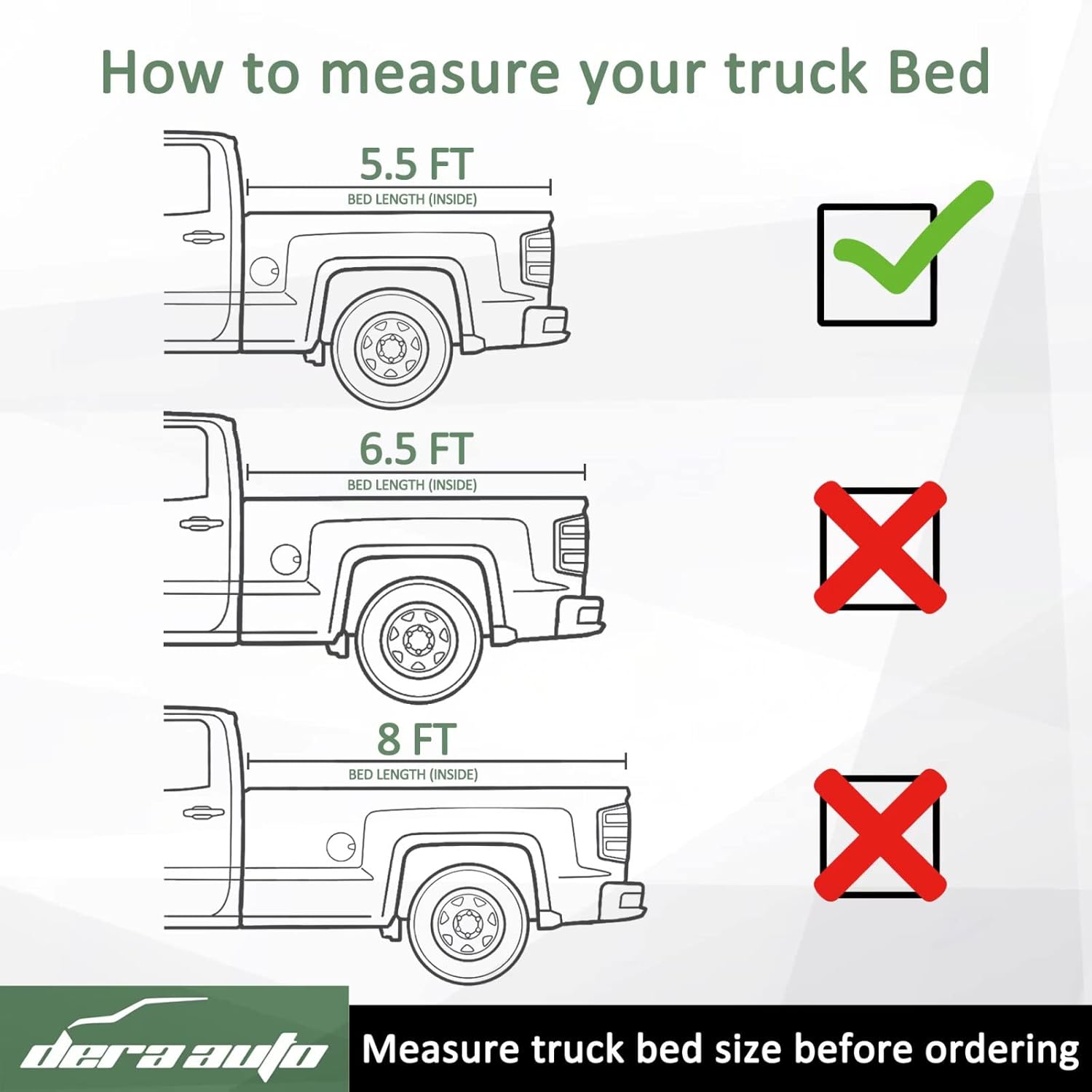 Dera Auto Hard Tri-Fold Truck Bed Cover Fits 2015-2022 F150, Styleside 5.5ft/67.1in Bed Tonneau Cover