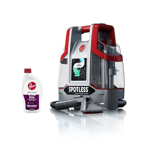 Hoover Spotless Portable Carpet + Upholstery Spot Cleaner Machine, Lightweight Shampooer Machine, Pet Stain Remover, Car and Auto Detailer, Pair with Hoover Carpet Cleaner Solution