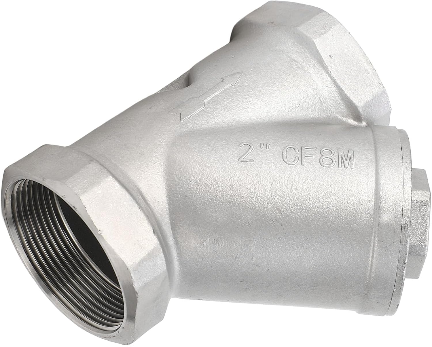 2 Inch DN50 Thread Y Type Strainer, 304 Stainless Steel Y Strainer Y Shaped Filter Wye Valve Pipe Filter for Water Oil and Gas