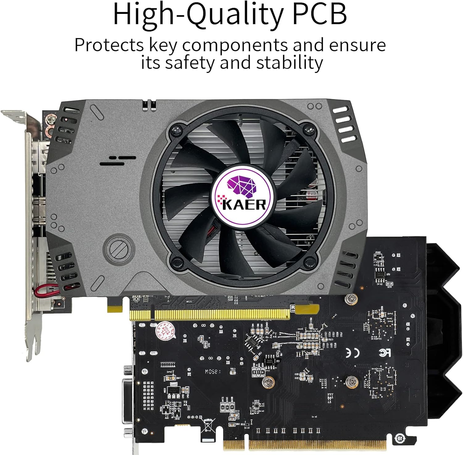 KAER AMD Radeon RX 550 Computer Graphics Card 4GB, GDDR5, 128 Bit, DirectX 12, PCI Express 3.0, DP HDMI DVI-D, Desktop Gaming Video Card, Computer GPU