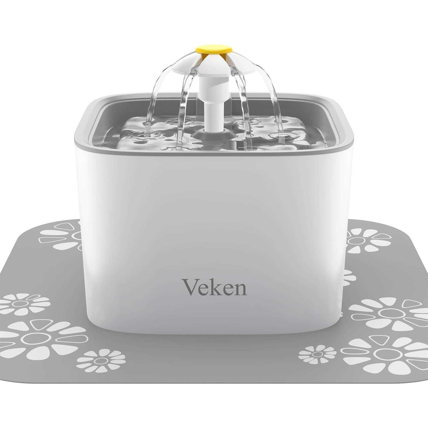 Veken Pet Fountain 84oz/2.5L Automatic Cat Water Fountain Dog Water Dispenser with 3 Replacement Filters & 1 Silicone Mat for Cats - Pet Supplies online store