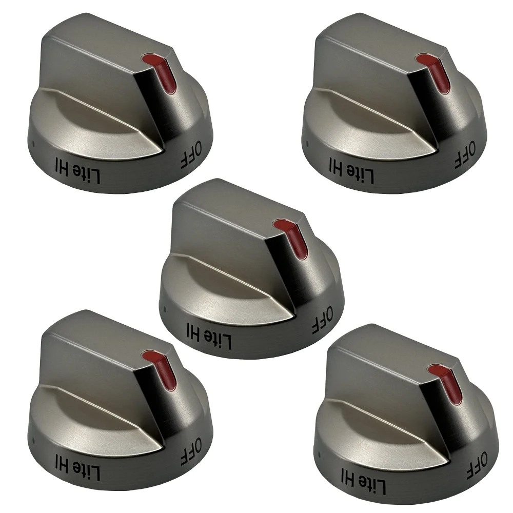SET OF 5 DG64-00473A Stove Knobs Replacement for Samsung Gas Range - Control Dial Knob Oven Top Burner Parts Compatible with X58H5600SS NX58H5650WS NX58K7850SS NX58J7750SS NX58K7850SS NX58M6850SS NX58