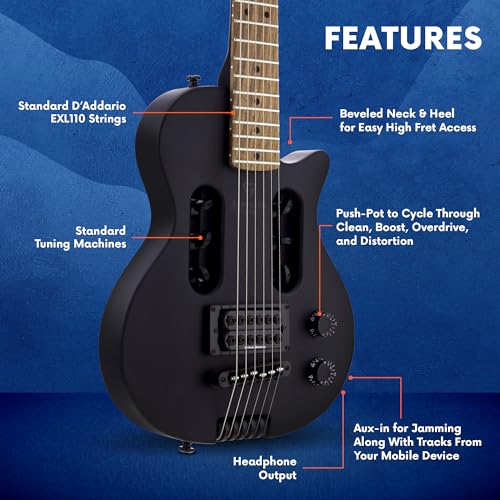 Traveler Guitar 6 String Solid-Body Electric Guitar, Right, Black Matte (EG1B BKM)