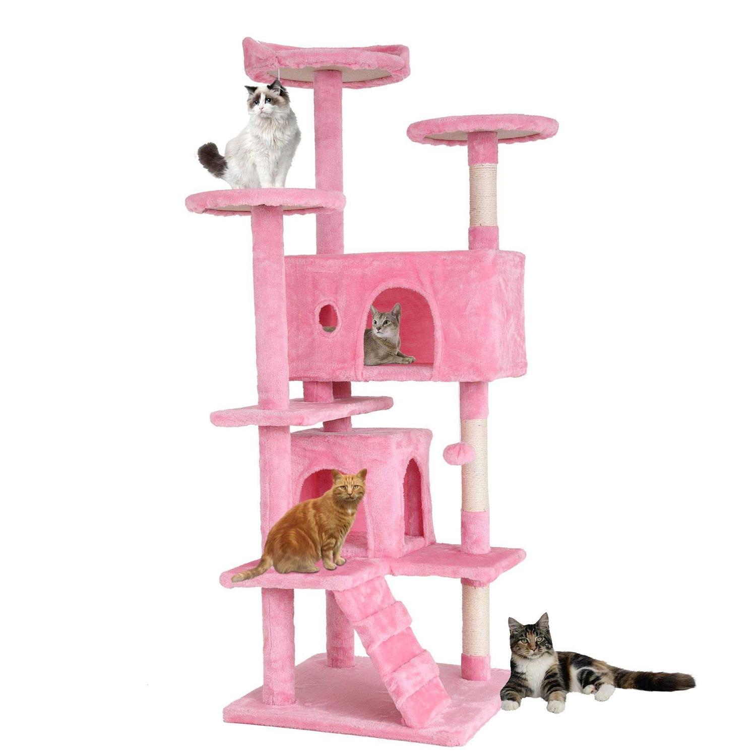 Bestpet 54in Cat Tree Tower with Cat Scratching Posts Stand House Cat Condo with Funny Toys - Pet Supplies online store