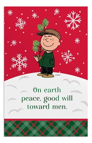 DaySpring - Peanuts Peace Good Will Toward Men - 18 Christmas Boxed Cards and Envelopes, KJV