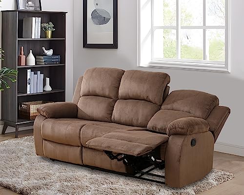 Recliner Sofa Set Living Room Furniture, Flannel Fabric Reclining Sofa Set, Recliner Couch Set with Cup Holders and Storage Console (Sofa and Loveseat Set, Dark Grey)