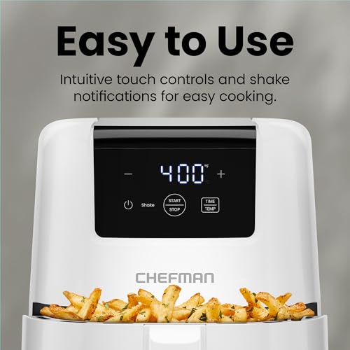 CHEFMAN 2 Qt Mini Air Fryer – Digital Space-Saving Compact Air Fryer with Nonstick and Dishwasher Safe Basket, Quick & Easy Meals in Minutes, Features Digital Timer and Shake Reminder – Black