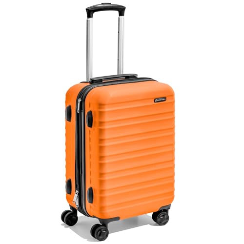 Carrywell 21 Inch Hardside Carry On Luggage, 4 Spinner Wheels, TSA Airline Approved, Lightweight and Expandable Suitcase, Scratch Resistant Shell, Not Made In China (Orange)