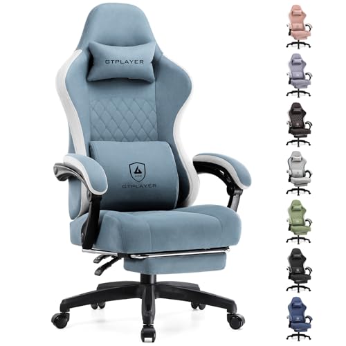 GTPLAYER Gaming Chair, Computer Office Chair with Pocket Spring Cushion, Linkage Armrests and Footrest, High Back Ergonomic Computer Chair with Lumbar Support Task Chair with Footrest
