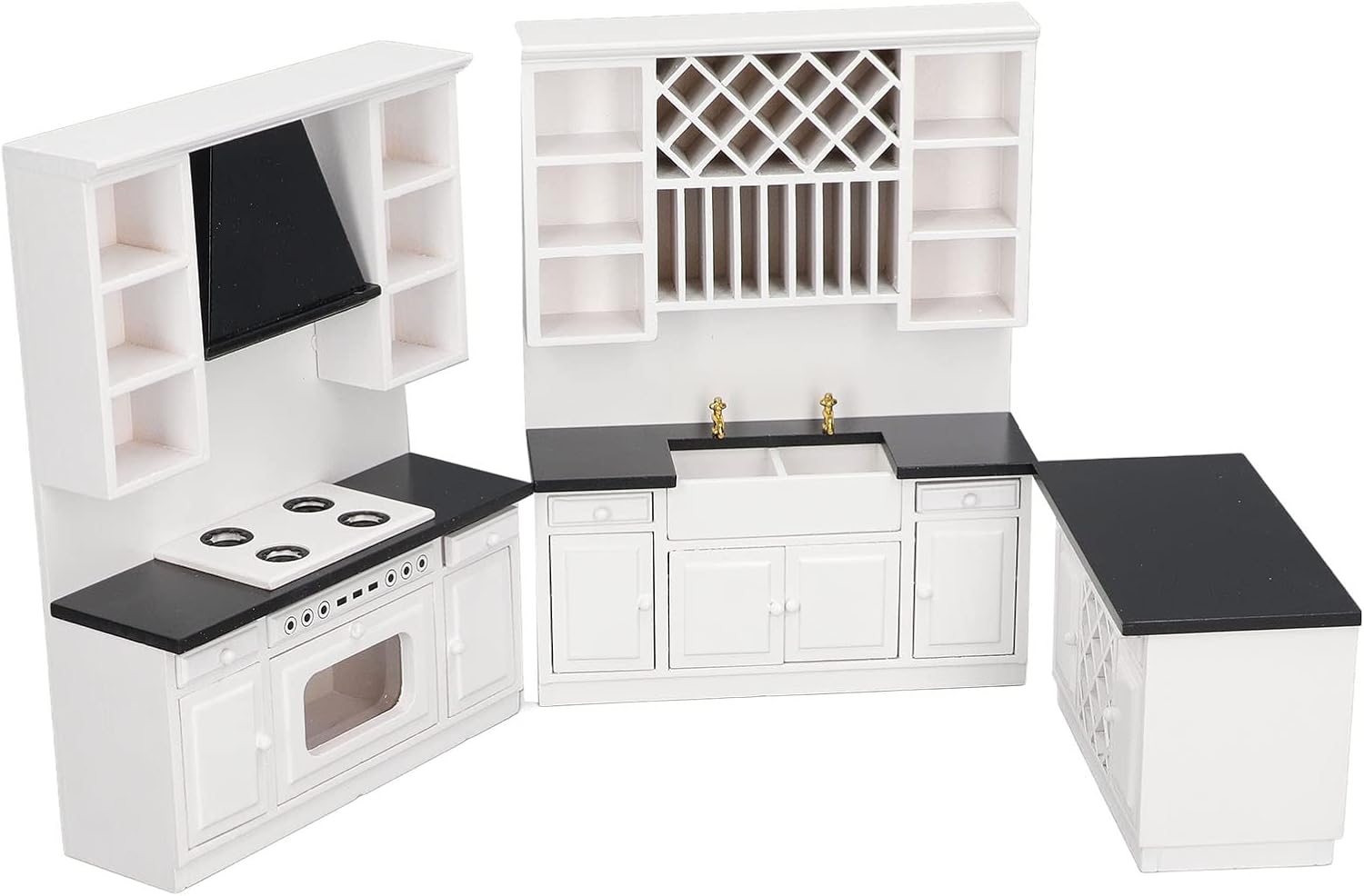 Dollhouse Kitchen Cabinet Set 1/12 Birch Wood Miniature Bar Counter for Dolls House Decoration Dollhouse Kitchen Cabinets Miniature Set Doll House Sets Furnitur