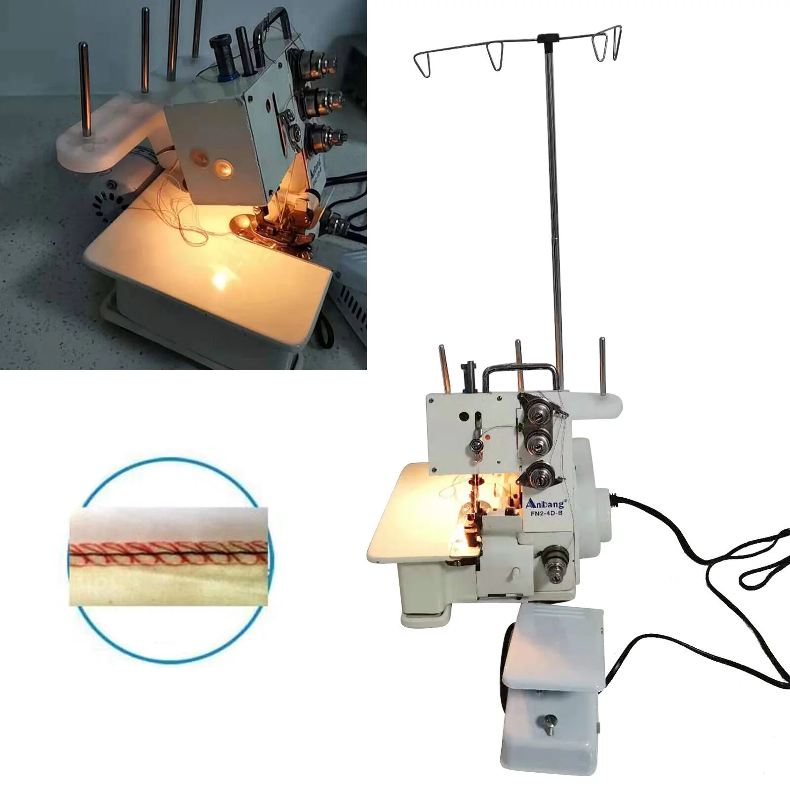 Miumaeov 4 Thread Overlock Serger Sewing Machine Household Sewing Machine+Foot Controller DP5 * 80-95 1200 Stitches/Minute