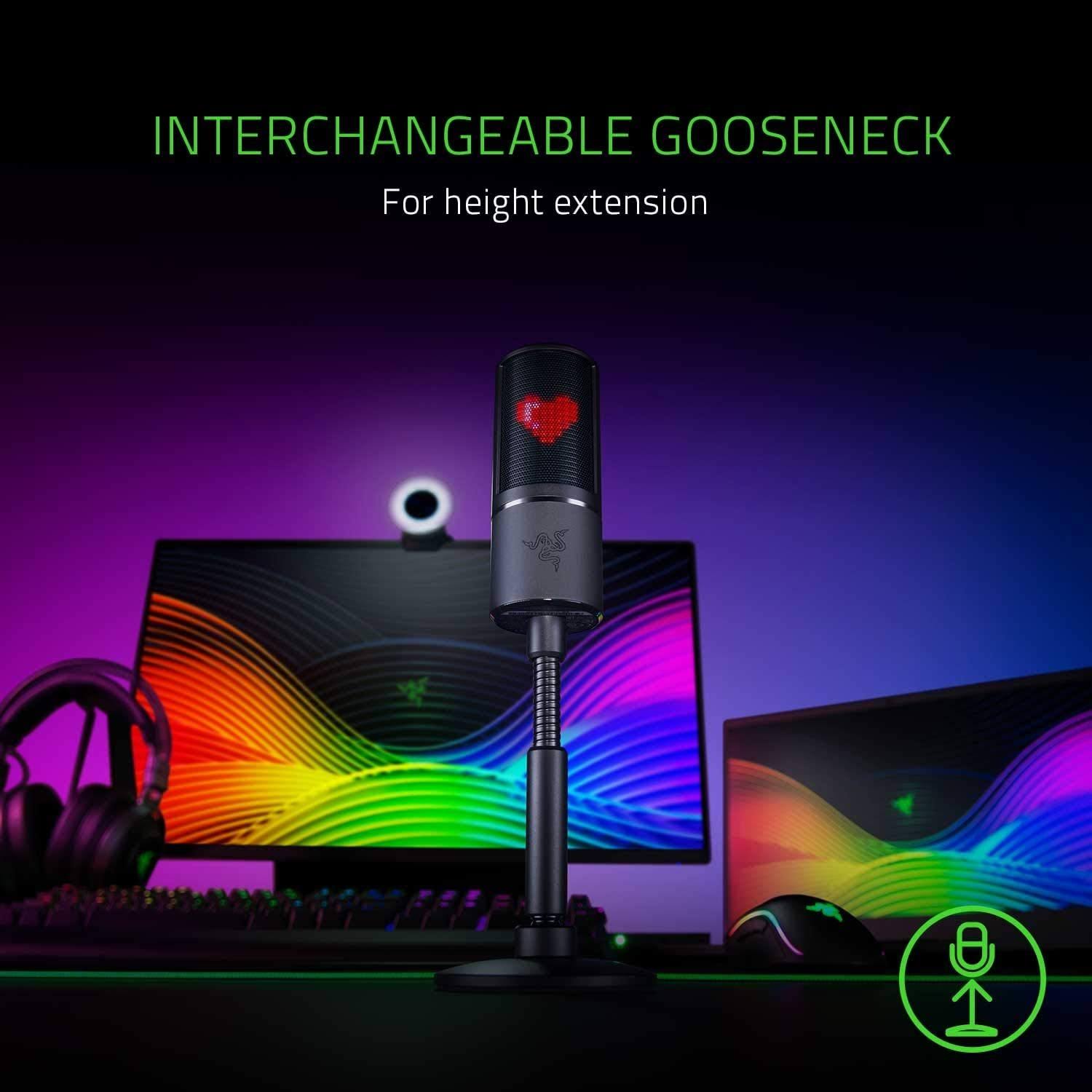 Razer Seiren Emote Streaming Microphone: 8-Bit Emoticon LED Display - Stream Reactive - Hypercardioid Condenser Mic
