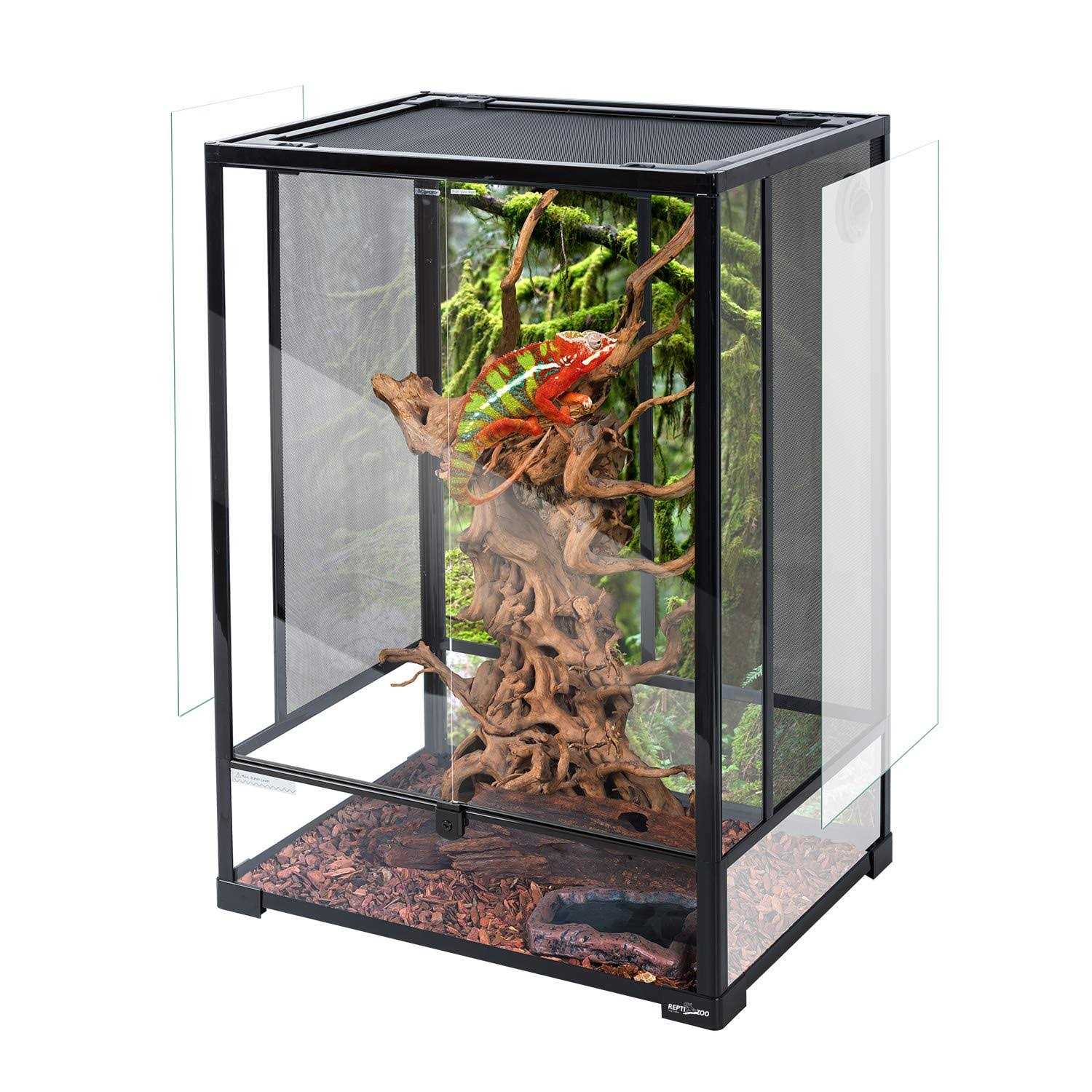 Repti ZOO 24 x 18 x 36 Reptile Tall Glass Terrarium Rainforest Habitat Double Hinge Door with Screen Ventilation 67 Gallon Reptile Terrarium Easy - Pet Supplies online store