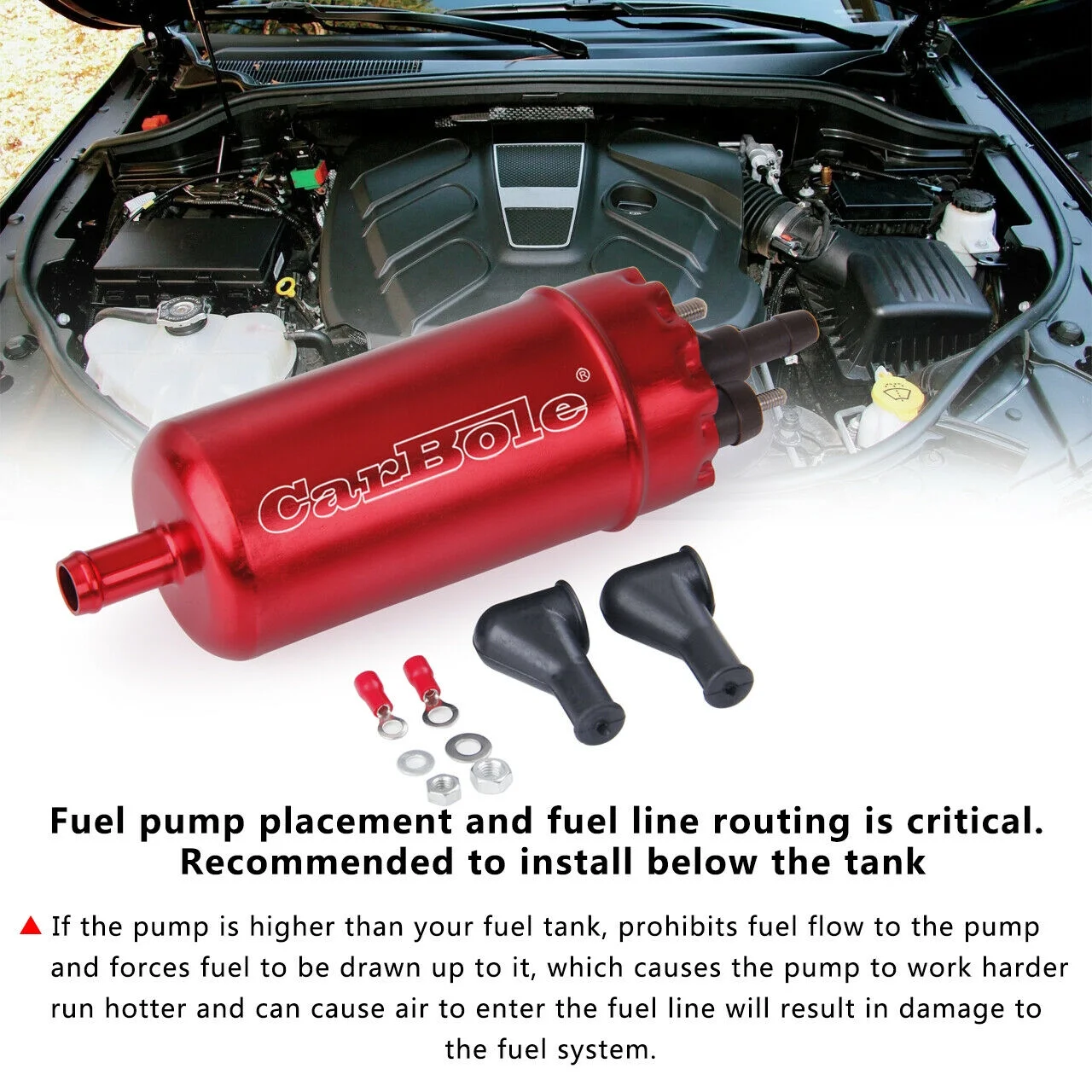 Universal 12V Electric High Pressure Fuel Pump EFI 0580464070, Red