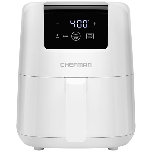 CHEFMAN 2 Qt Mini Air Fryer – Digital Space-Saving Compact Air Fryer with Nonstick and Dishwasher Safe Basket, Quick & Easy Meals in Minutes, Features Digital Timer and Shake Reminder – Black