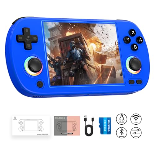 RG40XX H Retro Handheld Game Console RG40XXH Retro Gaming Console with 4-inch IPS Screen Linux System RGB Lighting 64G TF Card and 3200mAh Battery Supports 5G WiFi Bluetooth 4.2 Black