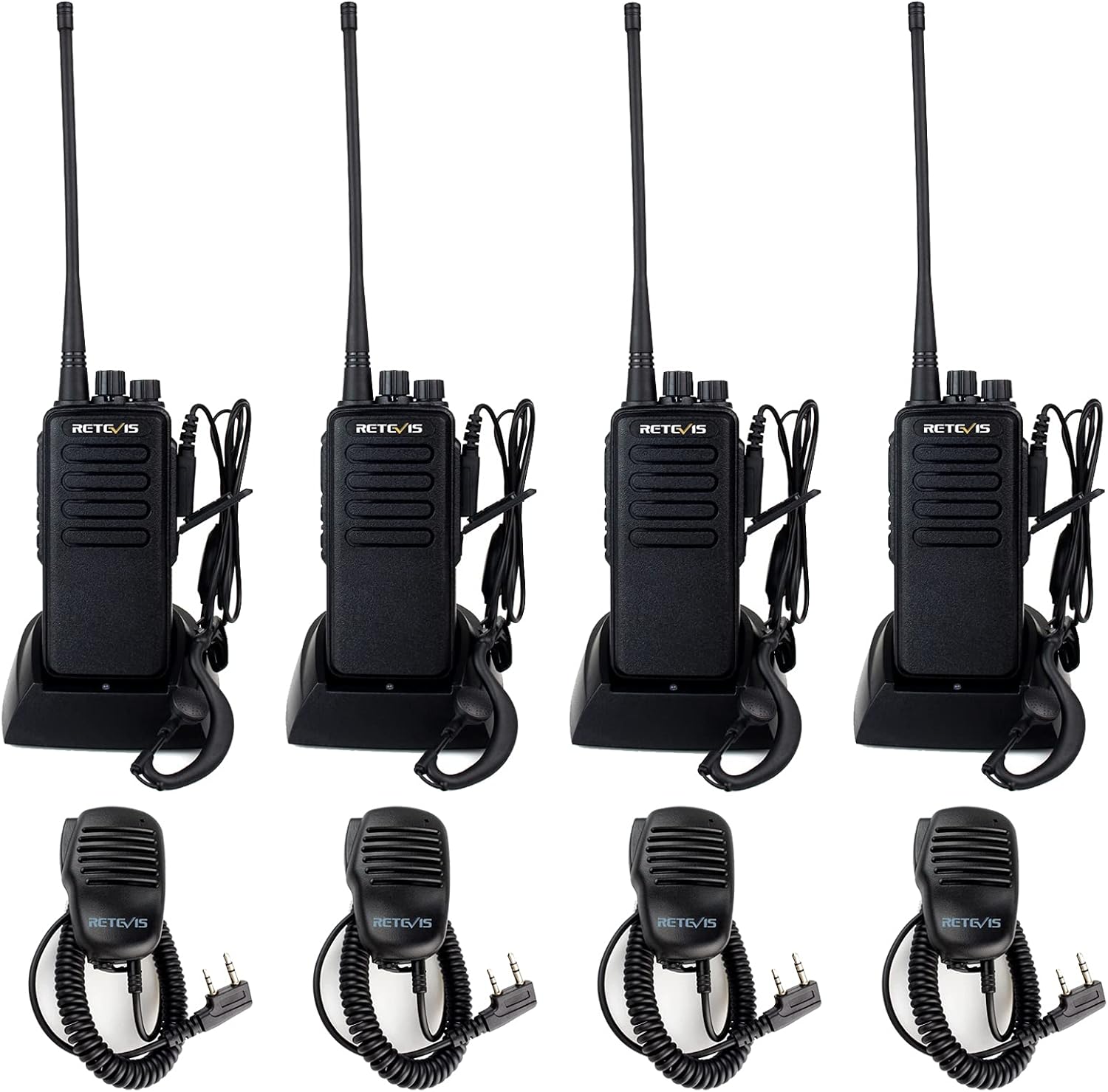 Retevis RT1 Radios Walkie Talkies Long Range,High Power Heavy Duty 2 Way Radio with 3000mAh Rechargeable,VOX Emergency Alarm Walkie Talkies for Adults(4 Pack)