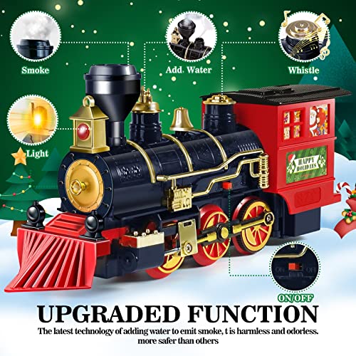BainGesk Train Set, Christmas Train Set with Steam, Light and Sounds, Electric Train Toy for Boys & Girls, Christmas Train Set for Under The Tree, Gifts for 3 4 5 6 7 8 Year Old Kids