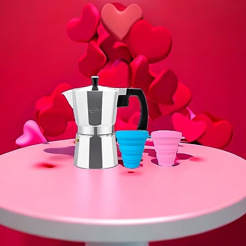 Classic Stovetop Espresso Maker 6 Cup ，Moka Pot Aluminum Silver，Cuban Coffee Maker， Make Delicious Coffee Easily at Home And Camping