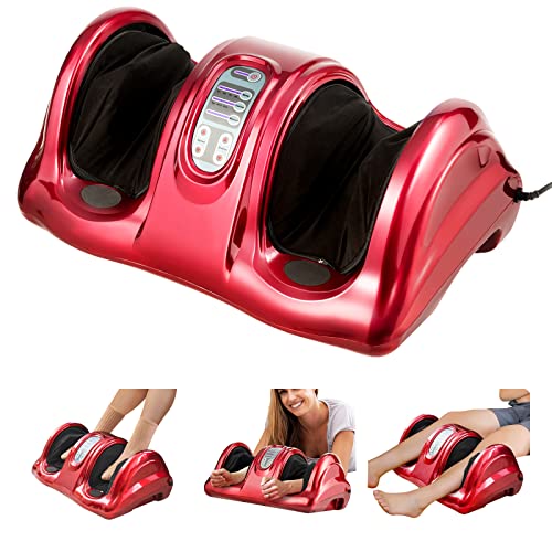 WELLHUT Foot Massager Machine Shiatsu Foot and Calf Massager for Ankle, Calf Leg Arm, Shiatsu Kneading Rolling, Feet Massager Machine, Gifts for Men and Women, Burgundy