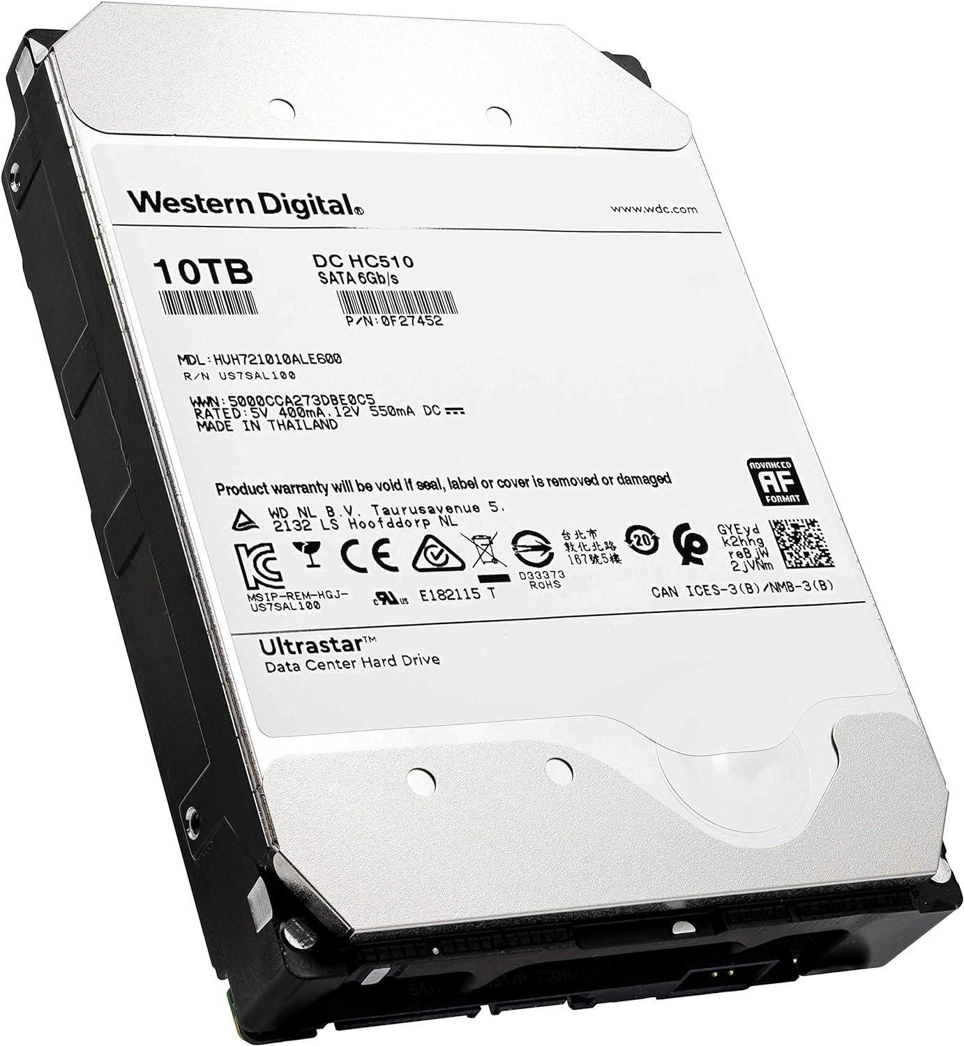 HGST Ultrastar He10 | HUH721010ALE600 (0F27452) | Power Disable | 10TB SATA 6.0Gb/s 7200 RPM 256MB Cache 3.5in HDD | 512e | Enterprise Hard Drive (Renewed)