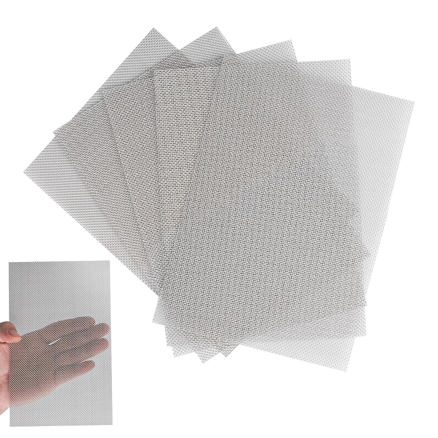 Stainless Steel Mesh Sheet, 5 Pcs 20 Mesh 304 Stainless Steel Woven Wire Mesh, 6