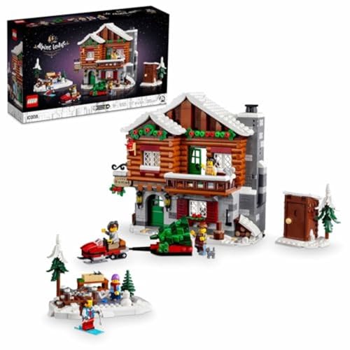 LEGO Icons Alpine Lodge Model Building Set - Collectible DIY Kits for Adults, Ages 18+ - Log Cabin Kit for Winter Activities with Snowmobile and Minifigues - 10325