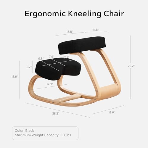 Ergonomic Kneeling Chair,Adjustable Kneeling Desk Chair for Desk with Cushion,Posture Kneeling Chair for Relieving Neck and Back Pain,Kneeling Office Chair for Office Home.