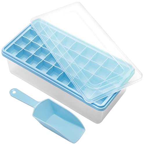 CZWL&HG Food-grade Silicone Ice Cube Tray with Lid and Storage Bin for Freezer, Easy-Release 36 Small Nugget Ice Maker, Flexible Ice Cube Molds with Ice Container, Scoop Cover,BPA Free