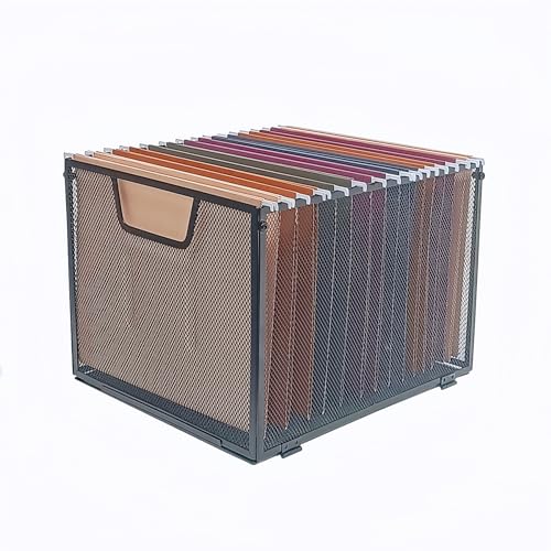 Metal Mesh File Baskets,Hanging File Organizer,Office File Holder,Letter Size,Black (2)