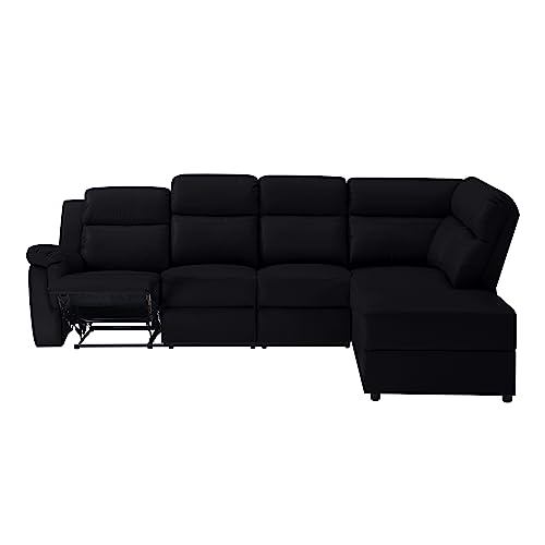 Sectional, L-Shaped Sofa,Oversized Modern PU Leather Manual Reclining Home Theater Seating with Console Storage and Cup Holders,Furniture Living Room Sets, Beige-B