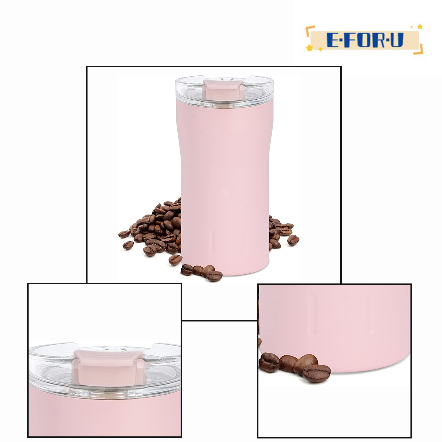 Travel Coffee Mug 12 oz, Insulated Coffee Cups with Flip Lid, Thermos Stainless Steel Coffee Mugs Spill Proof