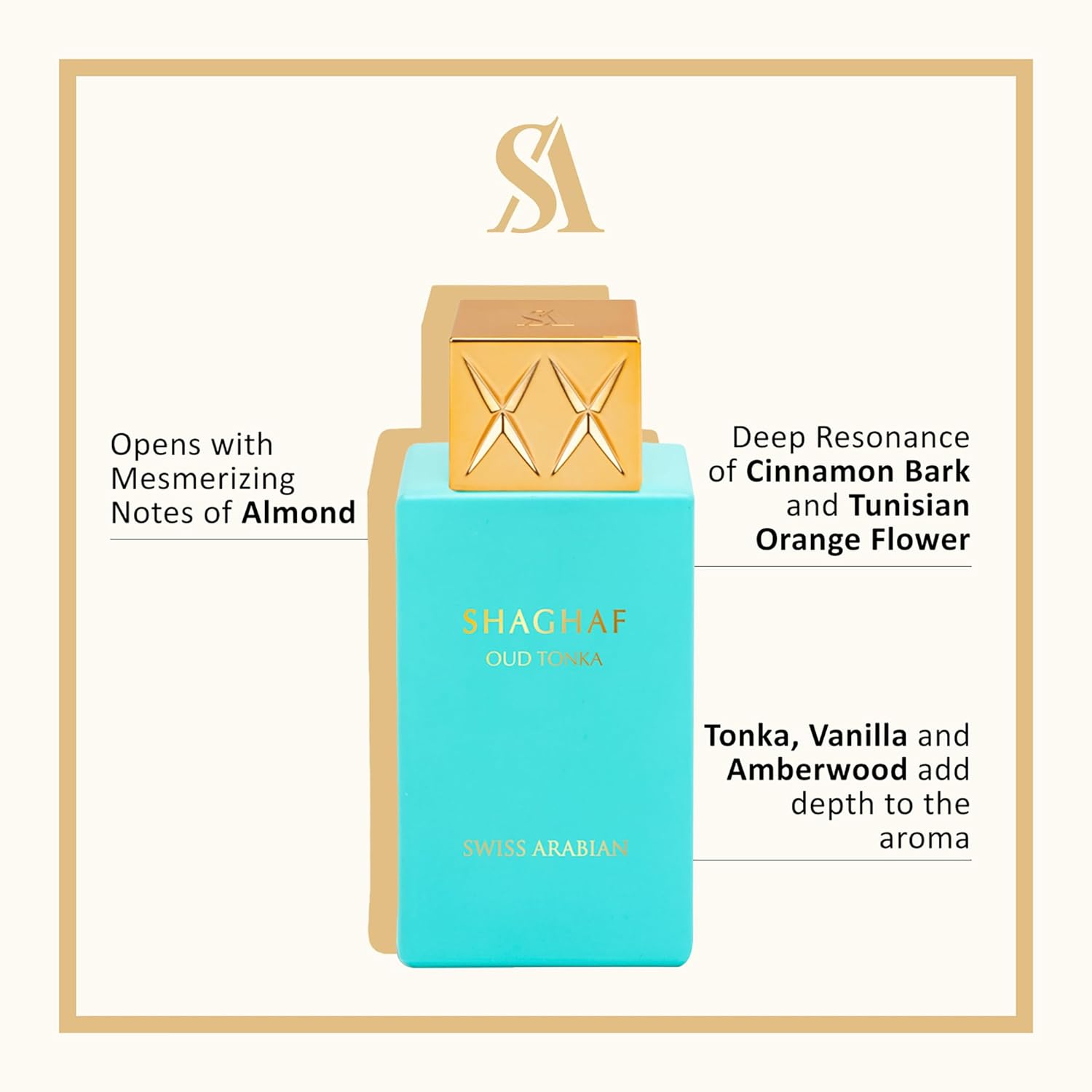 Swiss Arabian Shaghaf Oud Tonka - Vanilla Perfume with Warm Amber Fragrance - Earthy and Woody Allure - Enchanting Fusion of Arabic Perfume - 2.5 oz